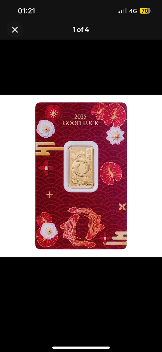 2025 5g Pamp Good Luck Koi Fish Gold Bar - New Release! Brand New