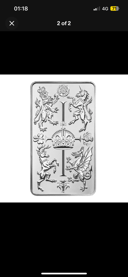 10 oz Royal Mint Celebration KCIII Coronation Silver Bar - New Sealed